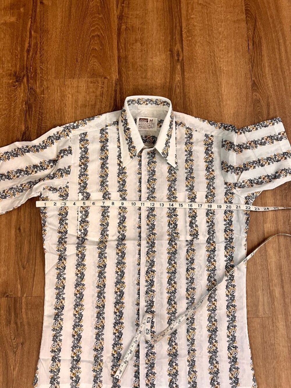 Vintage Retro Mod Short Sleeve Button Down Shirt Pointy Collar Sz M - Picture 7 of 11